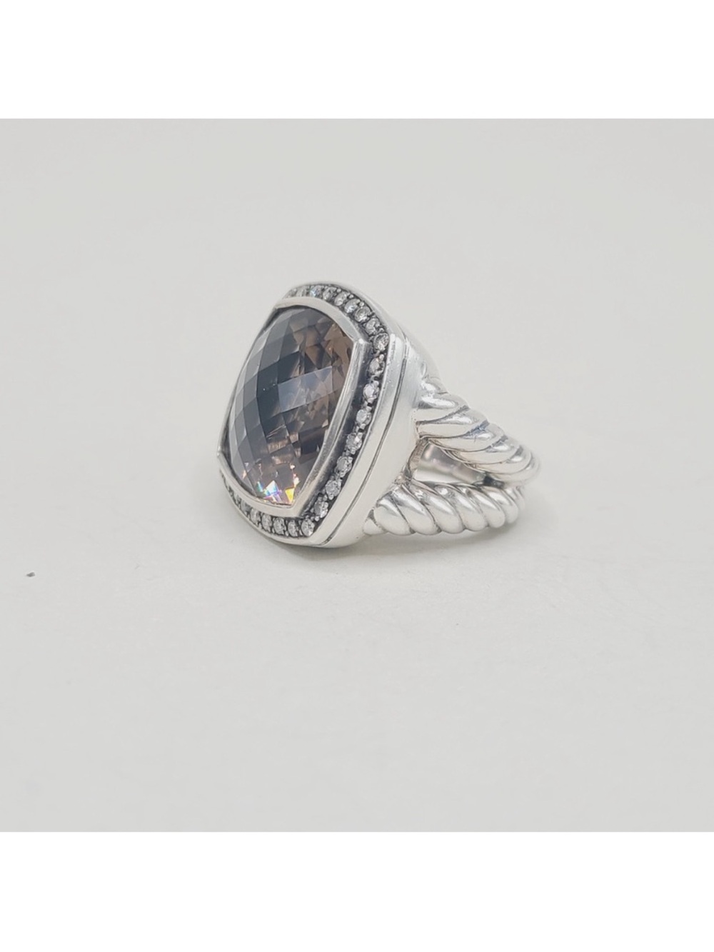 DAVID YURMAN ALBION MOONLIGHT ICE 17MM SMOKY QUARTZ DIAMOND RING SIZE 6 - Picture 15 of 16